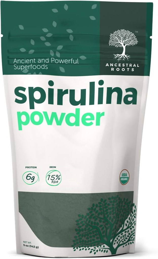 Esi-isien juuria - Organic Spirulina Powder (5 oz) USDA Certified Vegan Spirulina Powder I 100% Pure Superfood for Optimal Health & Immuuni Support.