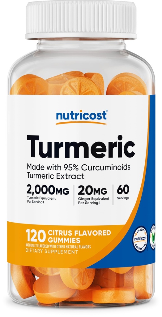 Nutricost Turmeric Gummies 2000mg Tumeric per Serving (120 Gummies) - 60 Tarjoilut