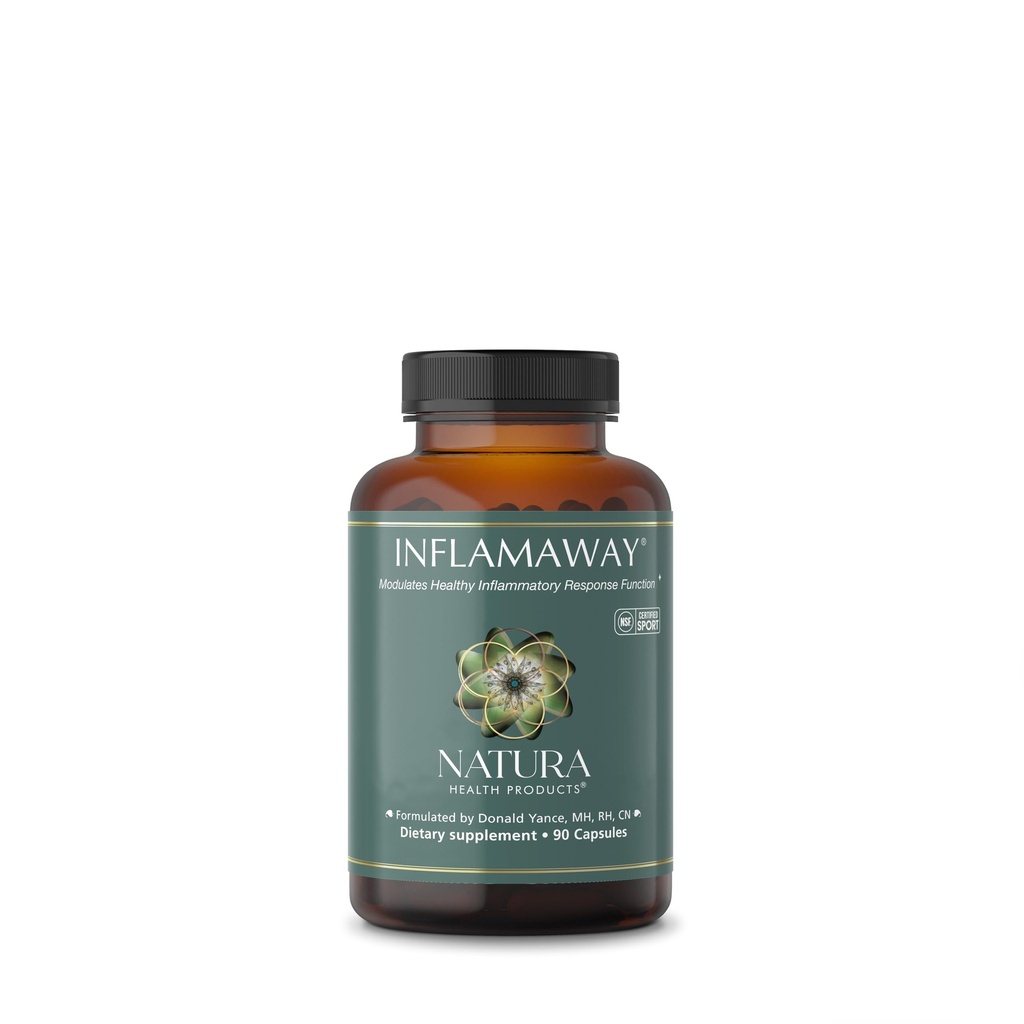Natura Health Products InflamAway Supplement - Modulate a Healthy Inflammatory Response - Featuring Boswellia Serrata, Bromelain, Inkivääri, Black Pepper (BioPerine) ja Kiinan Skullcap (90 kapselia)