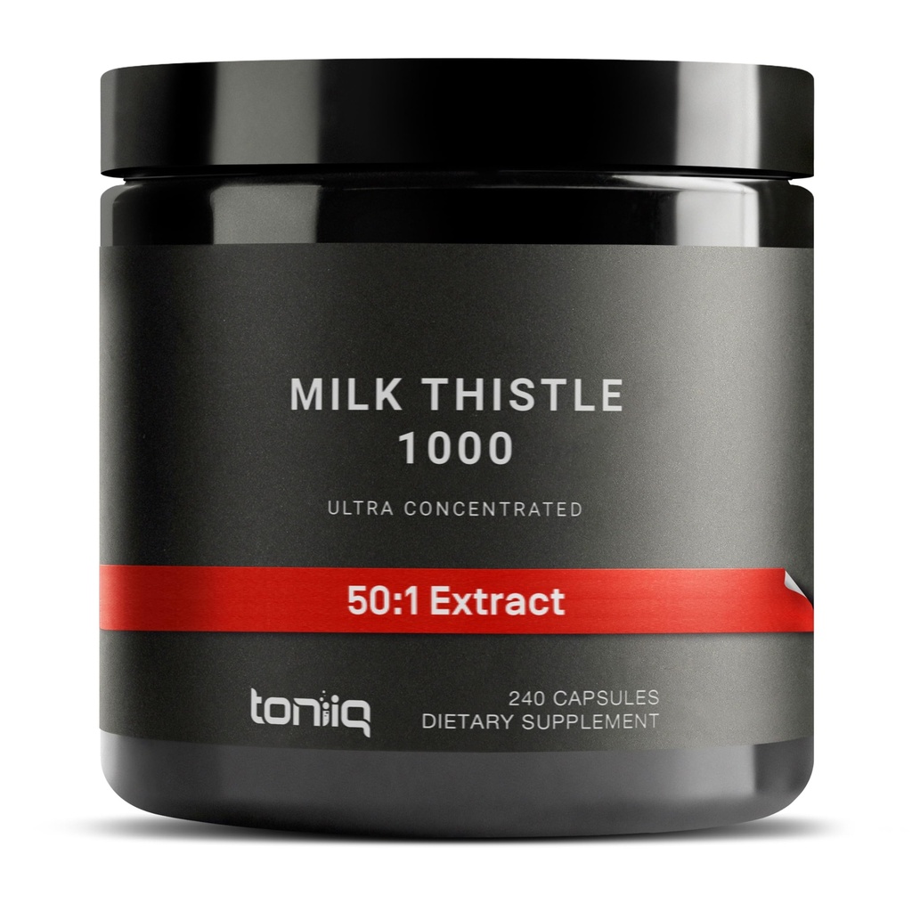 Toniq Milk Thistle - Ultra High Potency 50:1 Pura 80% Silymarin - Erittäin väkevä - kolmannen osapuolen laboratoriossa testattu - 240 kapselia