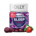 Olly Max Strength Nuku Gummy, 10mg Melatoniini, L-Theanine, Kamomilla, sitruuna Balm, sokeriton, kasvissyöjä uniapu, mansikka - 50