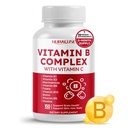 B-vitamiini Complex B1, B2, 6,9,12 Niasiini, C-vitamiini - Tuki aivojen terveys, energiatasot, iho, hiukset ja kynnet - Valmistettu ja testattu Yhdysvalloissa