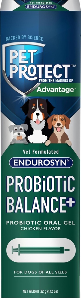 Lemmikkieläimet Suojaa koira Probiootti Balance+ Oral Gel, Vet-Fomulated Endurosyn, Prebiootit & Probiootit koirille, 3-päiväinen tarjonta, kananmaku (32g)