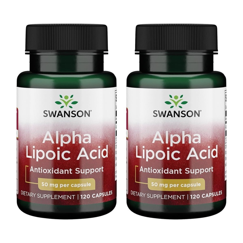 Swanson Alpha Lipoic Acid 50 Milligrams 120 kapselia (2 pakkaus)
