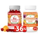 Lunakai B12-vitamiini ja E-vitamiini Gummies Bundle - 3000 mikrog Gummies for Aikuinen energiatuki ja luun terveys - 250 mg 1000 iu Natural VIT E Plus C-lisät