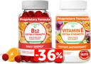 Lunakai B12-vitamiini ja E-vitamiini Gummies Bundle - 3000 mikrog Gummies for Aikuinen energiatuki ja luun terveys - 250 mg 1000 iu Natural VIT E Plus C-lisät