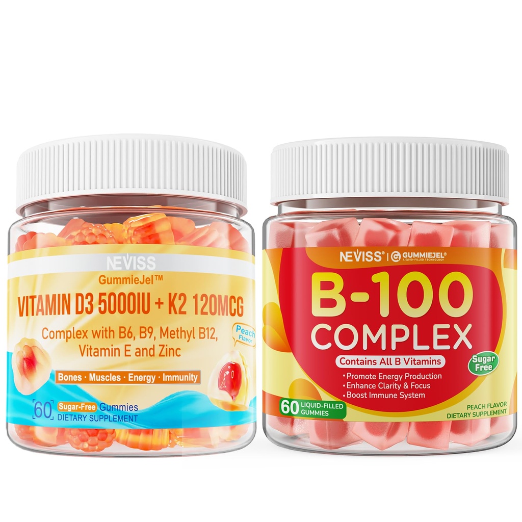 NEVISS-vitamiini D3 K2 Gummies + B100-vitamiini Complex