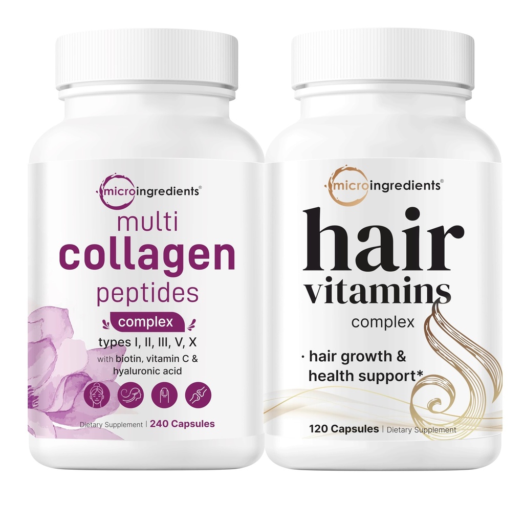 Micro Ingredients Multi Collagen Complex naisille ja hiukset vitamiineja Complex Kapselit Bundle 2 Pack ...
