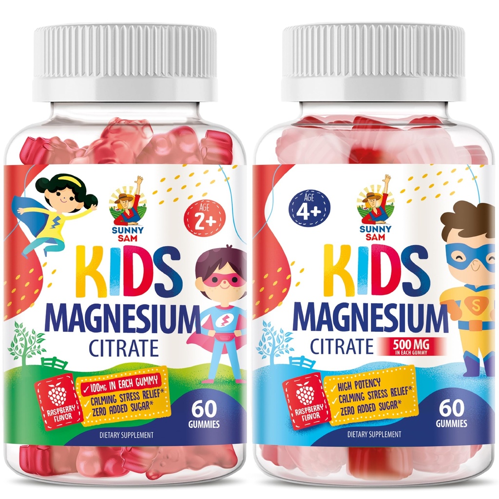 Magnesium Gummies lapsille ja aikuisille - rauhallinen magnesium purukumia - Magnesium Citrate Chewable täydentää mielialan ja lihasten tuki