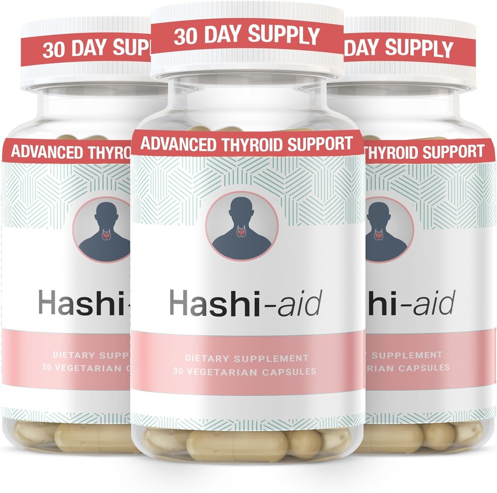 IBDassistTM Hashi Aid Thyroid Support för kvinnor och män - Thyroid Supplement för Hashimotos sjukdom & Hypothyroidism * - med Ashwagandha, Selen, Zink, Vitaminer och mer - 30 kapslar (3 Pack)