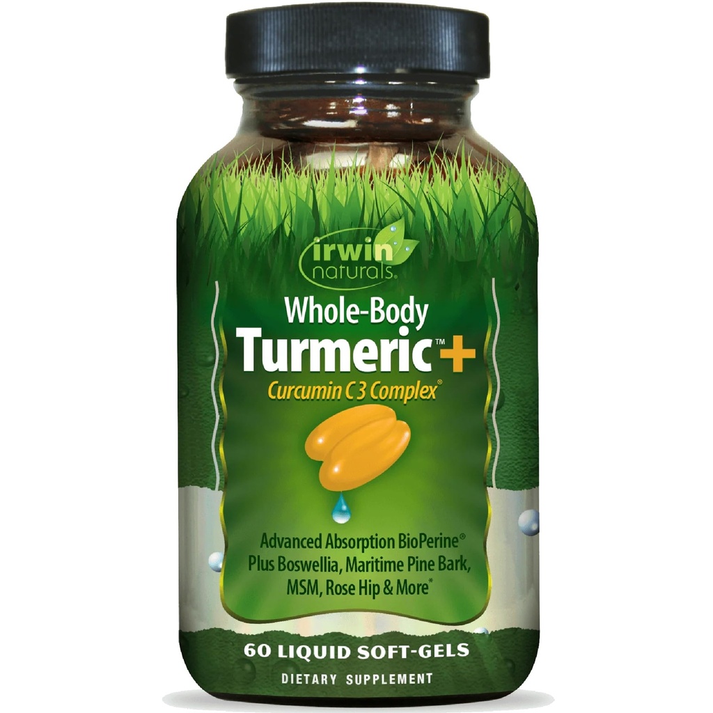 Irwin Naturals Kokovartalo Turmeeric+ - 60 Liquid Softgels - BioPerine Complex Enhanced Absorption - 30 Yhteensä