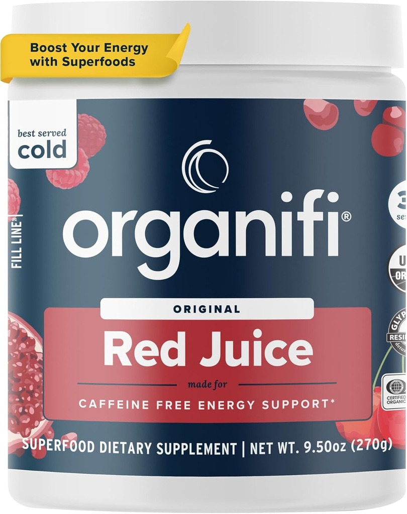 Organifi Red Juice - Energy Powder Vähentää Iltapäivän kaatumisia ja boosts Digestion ja Immuunijärjestelmä, 30 Tarjoilut