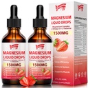 2 Pakkaus Magnesium Glycinate Liquid Drops, 1500 mg Magnesium Liquid Supplement B6-vitamiini, D3, L - Theanine, Omega3,Support Night, Lihas, luu, Mieliala, Mansikka Maku - 4 Fl Oz (120 ml) pullo