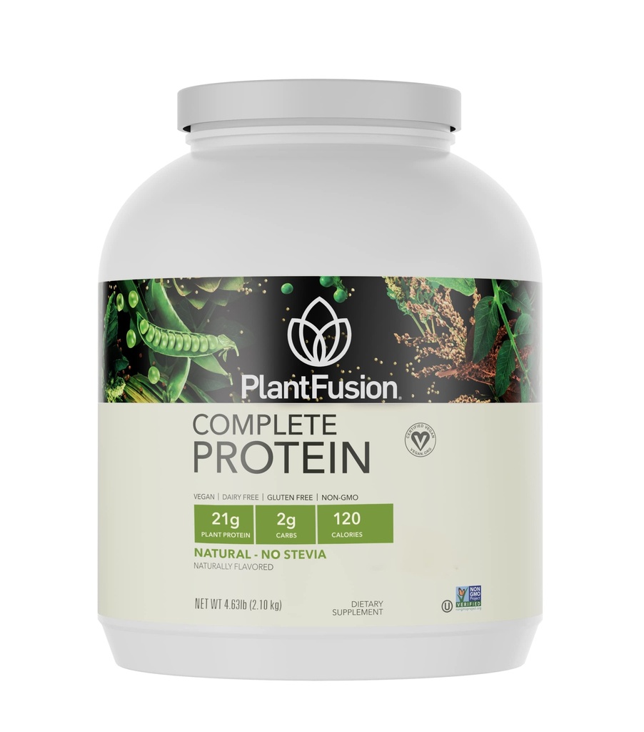 PlantFusion Complete Vegan Protein Powder - Plant Based Protein Powder with BCAAs, Dgestive Enzymes and Pea Protein - Keto, Gluteenittomat, Ei-Dairy, Ei sokeria, ei-GMO - Natural- No Stevia 5 lb Bulk