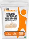 BulkSupplements.com Organic Lion's Mane Mushroom Extract Powder - Lions Mane Supplement Powder, Lion's Mane Extract - Sieni Supplement, 1000mg per Serving, 5kg (11 lbs) (Pack of 5)