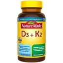 Nature Made D3-vitamiini K2 Supplement, 5000 IU (125 mikrog) D-vitamiini luun, hampaiden, lihasten ja immuunijärjestelmän tuki, 30 D3 ja K2 Softgels, 30 päivän tarjonta