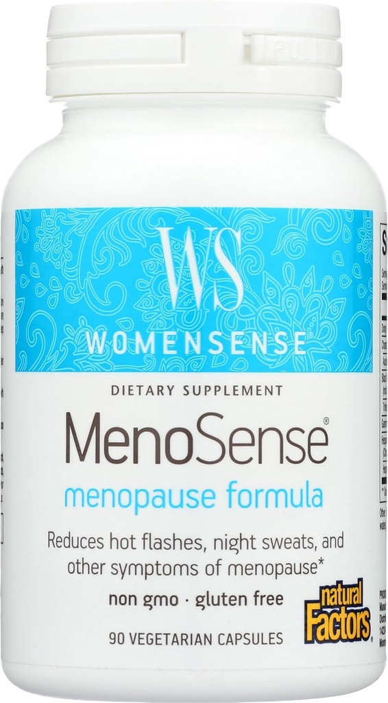 WomenSense MenoSense Natural Factors, Natural täydentää auttaa parantamaan vaihdevuosien oireet, vegaaninen, ei-GMO, 90 kapselia