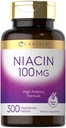 Carlyle Niacin 100mg | 300 vegetariska tabletter | Icke-GMO, Gluten Free | High Potency Formel