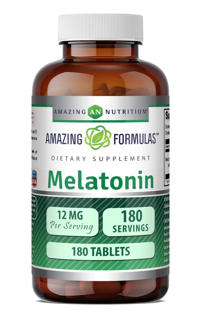 Hämmästyttävä Formula Melatoniini täydentää ... Mautonta... 12 Mg per tarjoilu. 180 tablettia...