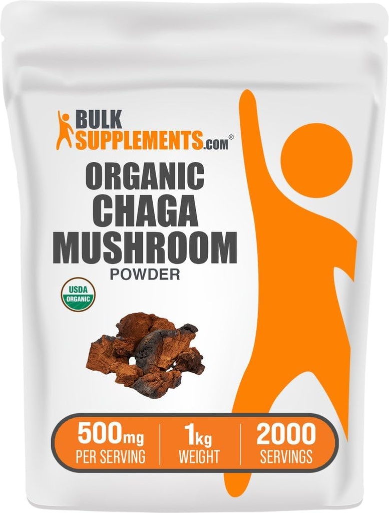 BulkSupplements.com Organic Chaga sieniä Powder - Chaga sieni täydentää, Superfood Supplement - Vegan & Gluteeniton, 500 mg per tarjoilu, 1kg (2,2 lbs) (Pakkaus 1)