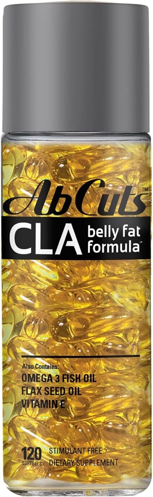 CLA Belly Fat Formula - 120 Helppo niellä Softgels - Omega 3 Kalaöljy, Pellavaöljy ja E-vitamiini - auttaa lisäämään antioksidanttien saanti ja terve kehon koostumus