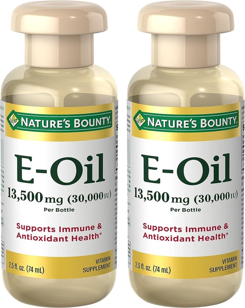 Naturens Bounty Vitamin E Oil, stöder Immune & Antioxidant, 30,000IU Vitamin E, Topical eller Oral, 2,5 fl Oz (Pack av 2)