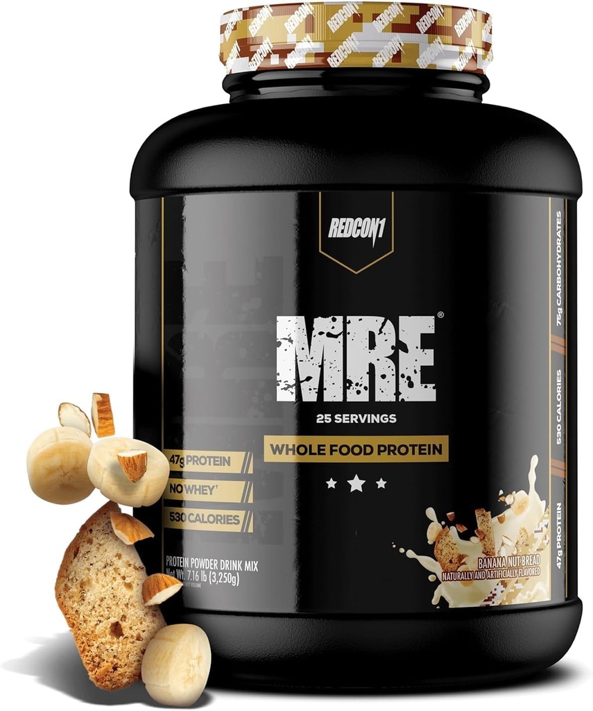 REDCON1 MRE Lite Koko ruoka proteiinijauhe, banaanipähkinäleipä - Low Carb & Whey Free Aterian korvaaminen eläinproteiinisekoituksilla - Helppo kaivaa lisäravinteet valmistettu MCT öljyt (30 tarjoilua)
