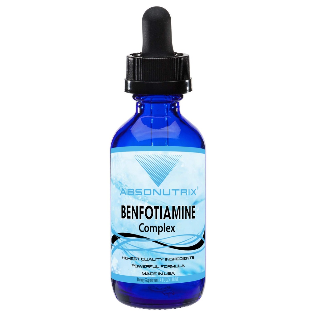 Absonutrix Benfotiamiini Complex 300 mg, 4 Fl Oz Bottle, 200 tarjoilua, korkea biologinen hyötyosuus, Potent Ingredients, nopea imeytyminen, julma, ei-GMO, kolmannen osapuolen testattu, GMP-sertifioitu, valmistettu USA