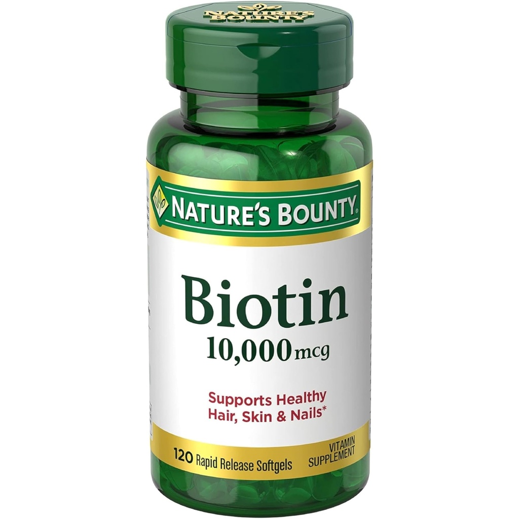 Naturens Bounty Biotin 10 000 Mcg, Rapid Release Softgels 120 Ea (Pack of 2)