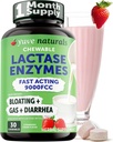 Yove Natural Fast Acting Dairy Relief Delicious Chewables - Lactase Enzyme 9000 FCC - Sano hyvästit Dairy Discomfort Laktoosi-intoleranssi - Mansikka Cream Flavor - 30ct