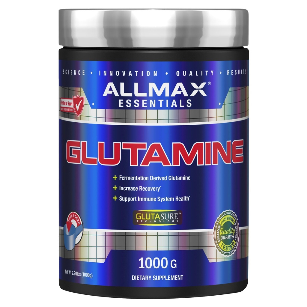 ALLMAX Nutrition L - Glutamiinijauhe, lihasten Recovery Formula, Gluteeniton, Vegan, 1000 gramman