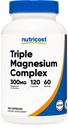 Nutricost Triple Magnesium Complex (300 mg, 120 kapselia) - Di-Magnesium Malate, Bisglysinaatti ja Citrate, 60 tarjoilua