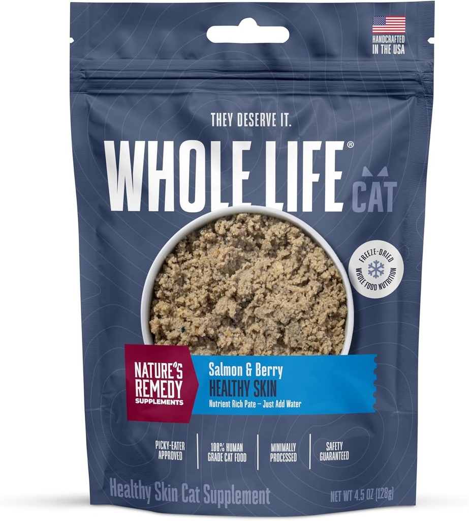 Hela livet Pet Healthy Skin and Coat Cat Supplements for Dry Skin, Allergy & Stomach Relief, Cat Immune & Digestive Support - Probiotika & Omega 3 för katter, Cat Food Add Ins - 30-Day Supply