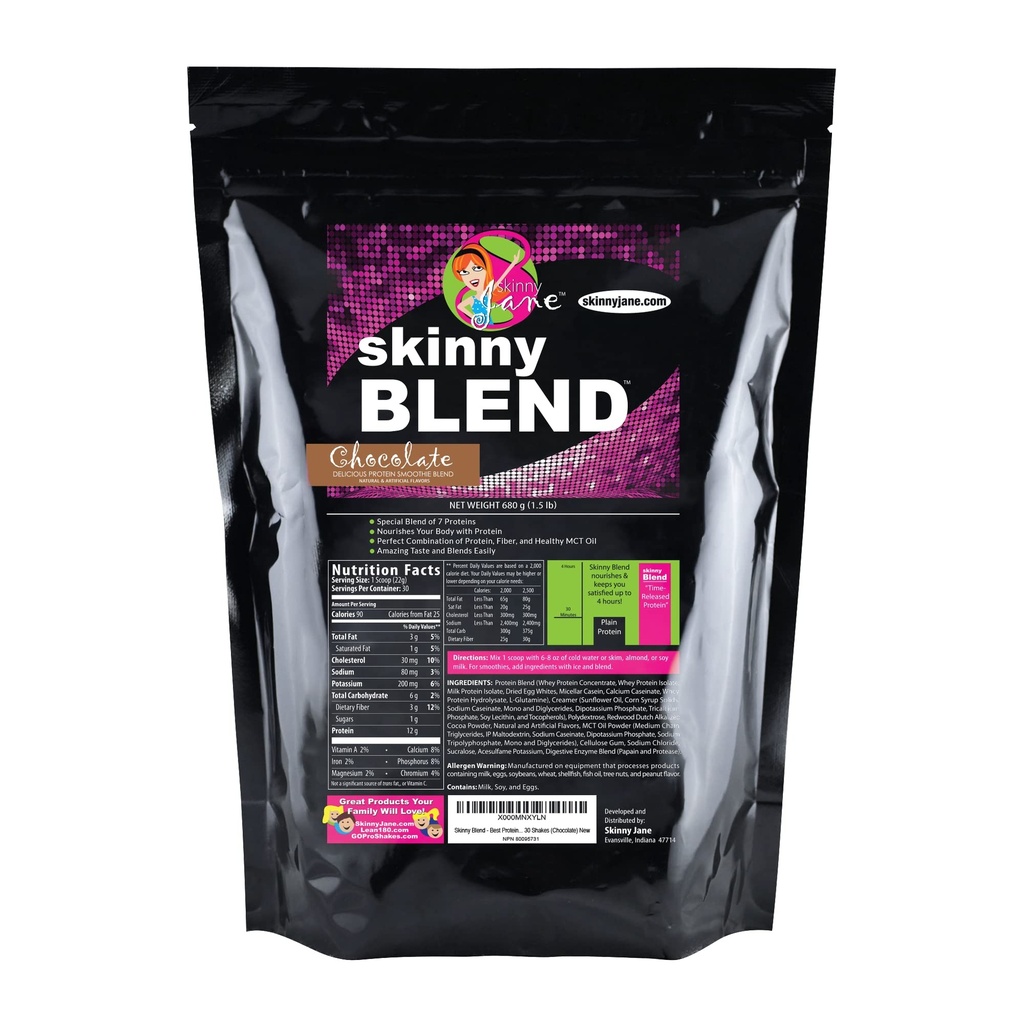 Skinny Blend - Paras maistaminen High Protein Shake naisille - tyytyväinen Low Carb Aterian korvaaminen - Keto-ystävällinen aamiainen tai Välipala - Terve Smoothie - 30 Herkullinen Shakes - suklaa