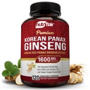 NutriFlair Korean punainen Panax Ginseng 1600mg ... 120 vegan kapselit.. 5% ginsenosidit...