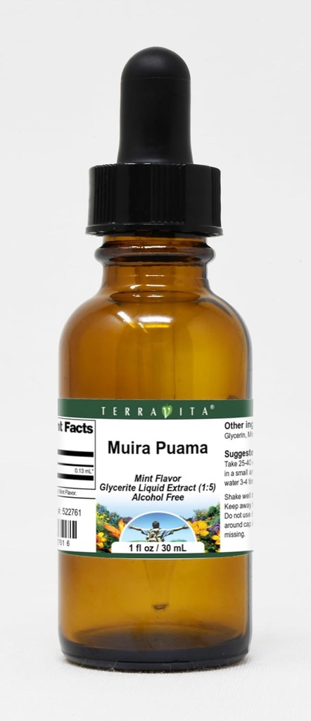 Terravita Muira Puama Glycerite Liquid Extract (1:5) - Mint Flavored (1 oz, ZIN: 522761) - 3 pakkausta