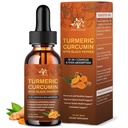 (2 pakkaus) Organic Turmeric Curcumin täydentää mustapippuria ja inkivääri - Liquid Turmeric Extract Drops (kaneli, Rosemary) - liikkuvuus ja joustavuus Tuki ja ruoansulatusterveys - 1 Fl Oz
