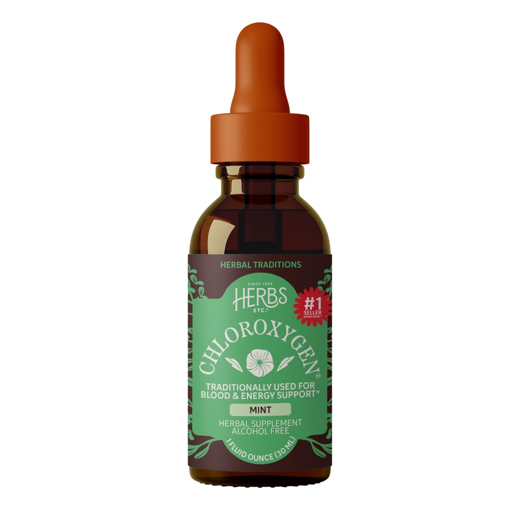 Yrtit Etc. KlorOxygen klorofyllikonsentraatti - Erittäin keskittynyt energiatuki - Avustukset Terve verenkierto - Luonnollinen elinvoima tuki - Alkoholiton - 1 fl oz, Mint (noin 66 Servings)