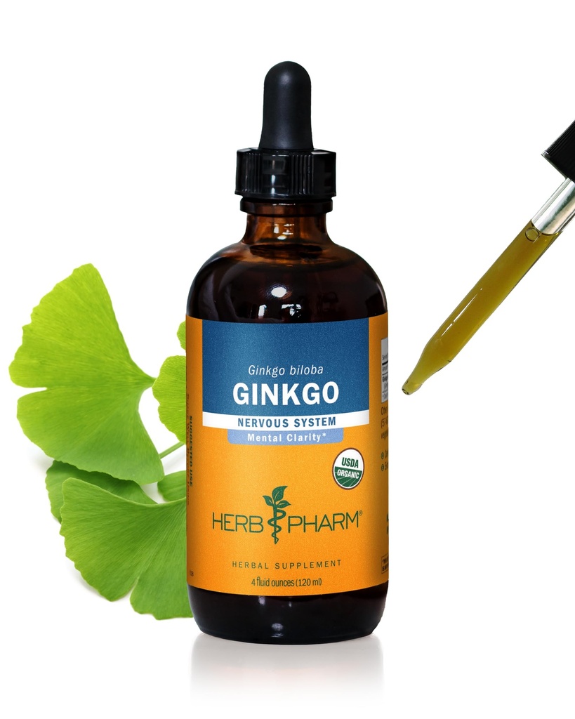 Herb Pharm Certified Organic Ginkgo Liquid Extract muistille ja pitoisuus - 4 Ounce