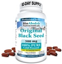 Bio Absorb Musta siemenöljy kapselit, 82 päivän toimitus, kylmäpuristettu puhdas musta Cumin siemenöljy (Nigella Sativa) (330 softgels, 500 mg)