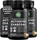 Coconut Aktiverade Charcoal Capsules, 180 Charcoal Capsules, Teeth Whitening, Hjälper förstoppning, Bloating, Stomach Gas, Heartburn, Pure Coconut Derived Supplement (3)