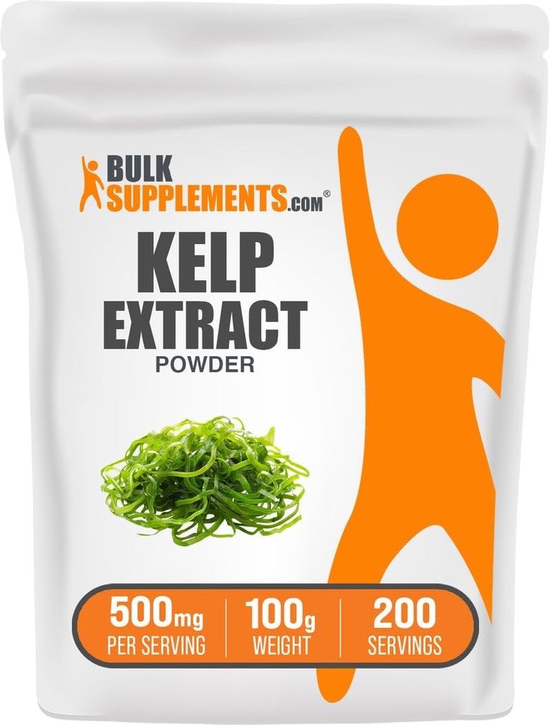 BulkSuplements.com Kelp Extract Powder - Kelv Supplement, Ruskea merileväuute, Seaweed Powder - Gluteeniton, 500 mg per Tarjoilu, 100g (3.5 oz) (Pakkaus 1)
