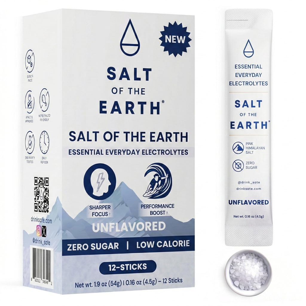 Earth Premium Nolla-sokerinen Electrolyte - Valmistettu vaaleanpunaisella Himalajan suolalla - Hydraation Powder Packets 