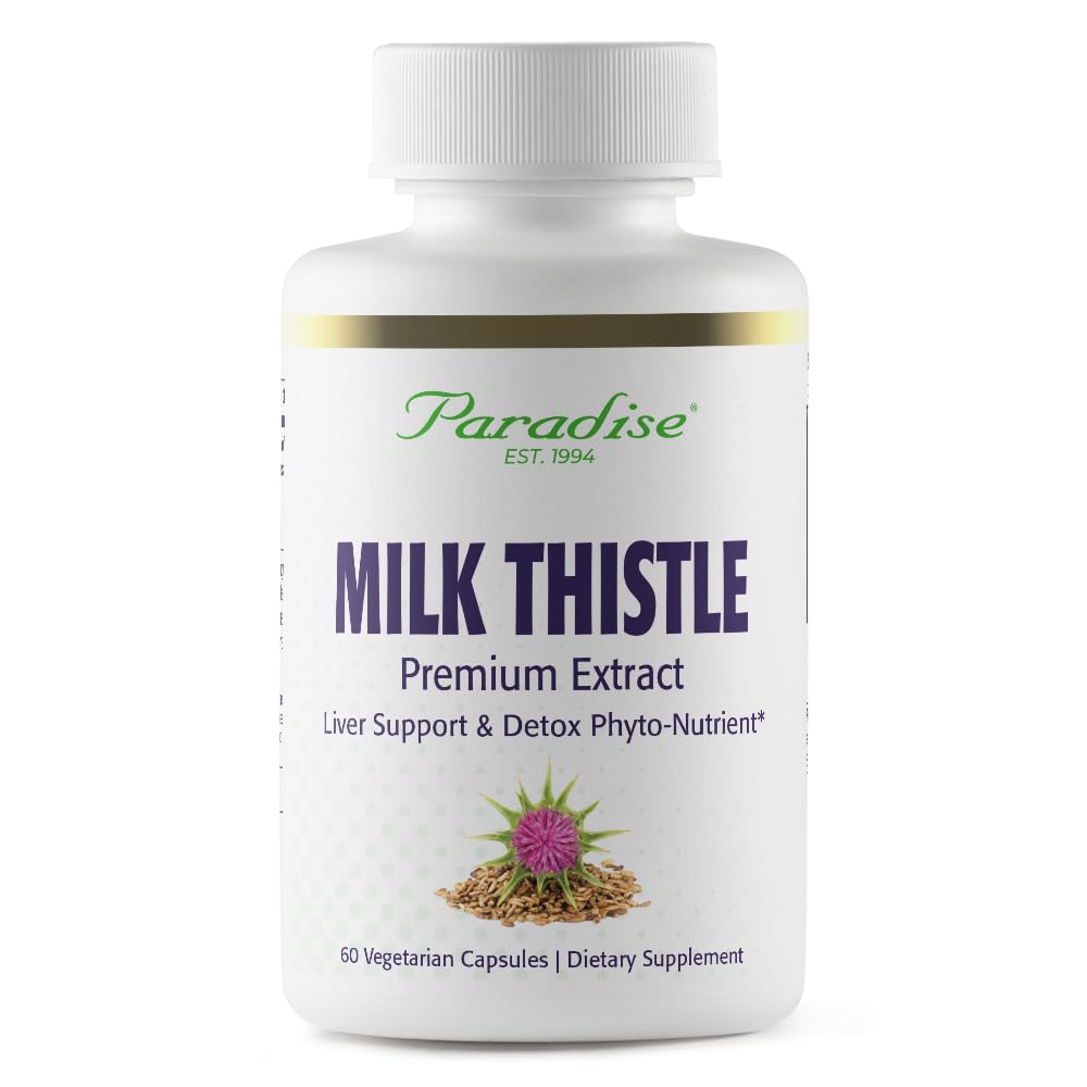 Paradise Yrtit Milk Thistle, Active Whole Spectrum Extract, Vegan, Non GMO, Gluteeniton, 60 Kasvissyöjä Kapselit