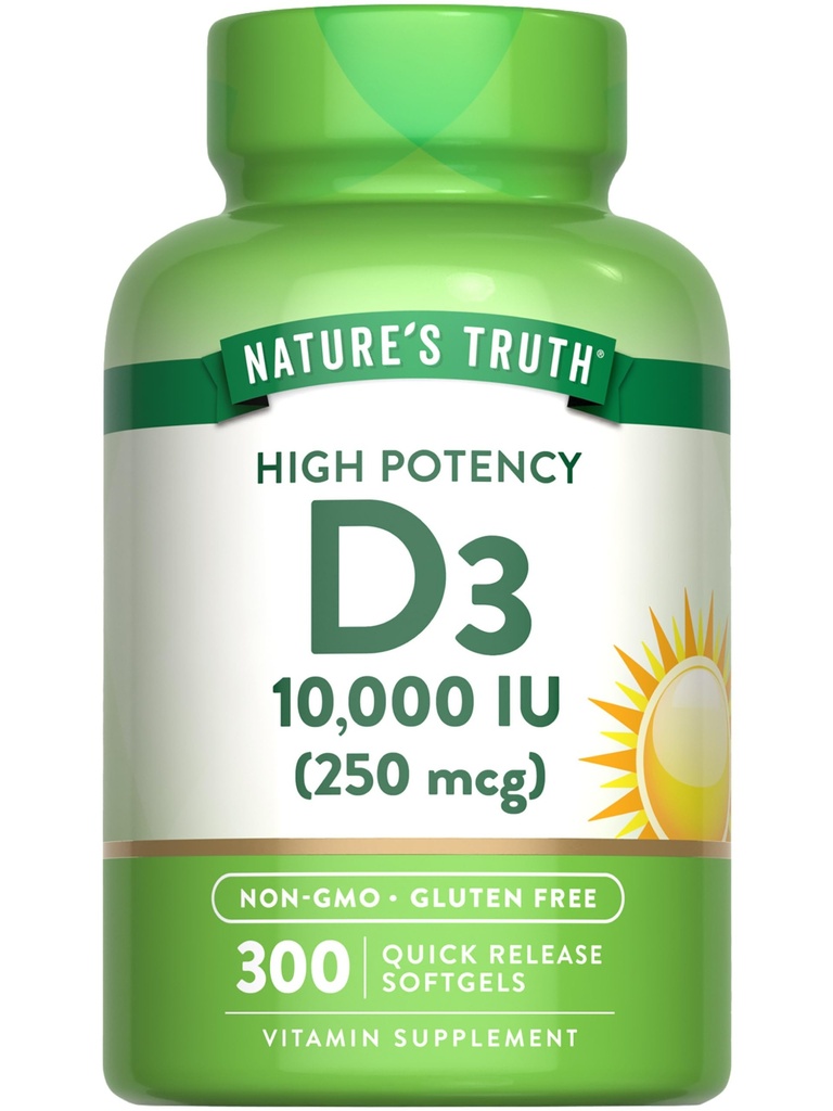 Nature's Truth Vitamiini D3 10000 IU Softgels ...