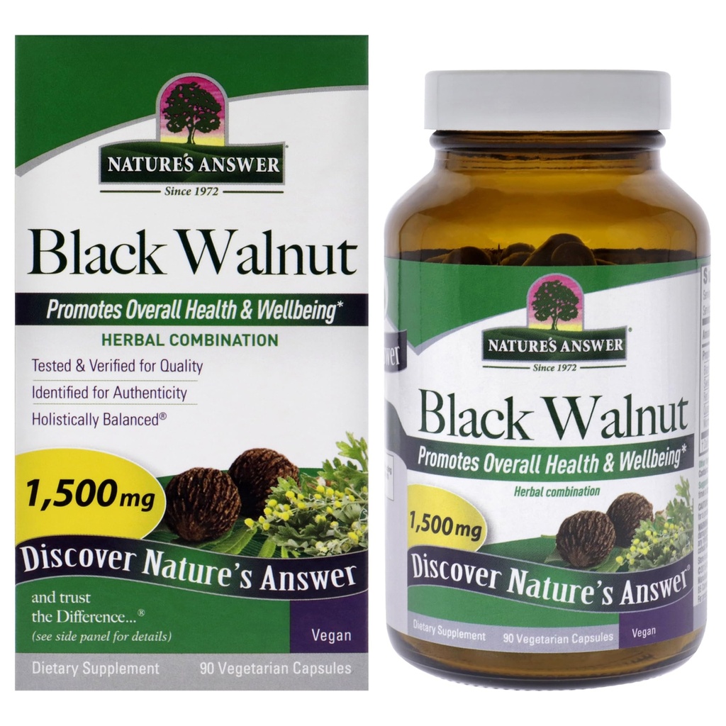 Luonnon vastaus Black Walnut Complex Kasvissyöjä Kapselit Powder, 90 Count Black Walnut 