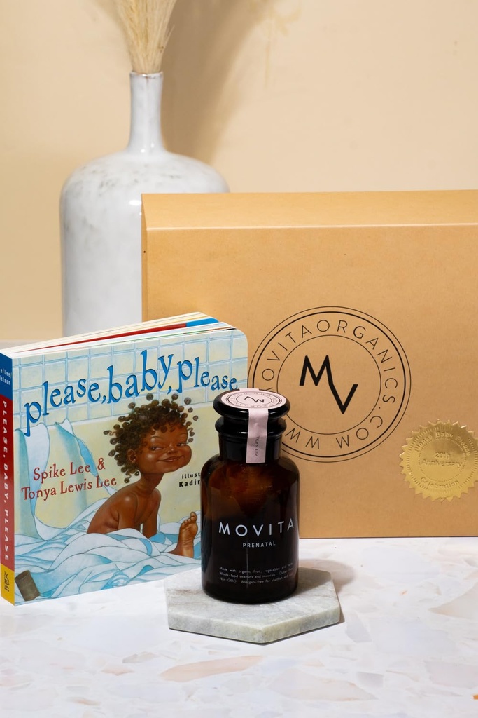 Movita Prenatal Lahjasetti prenatal vitamiineja pullo ja "Please, Baby, Ole hyvä" Varaa, terve äidille ja vauvalle - raskauden ja imetyksen aikana - Fermented koko elintarvikkeiden, vitamiinit