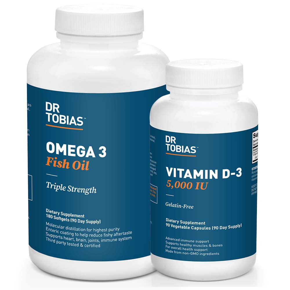Dr Tobias Omega 3 fiskolja och vitamin D-3 främjar övergripande hälsa - 3 månaders leverans