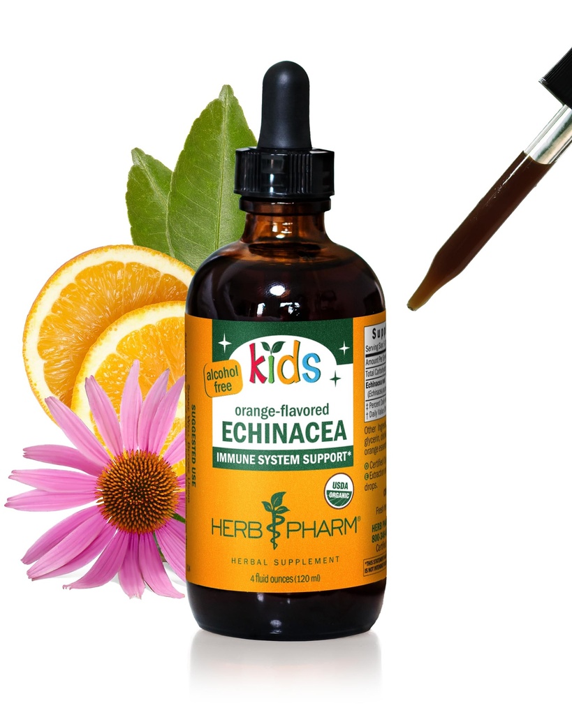 Herb Pharm lapset Certified-Organic alkoholiton Echinacea Glycerite Liquid Extract, 4 oz
