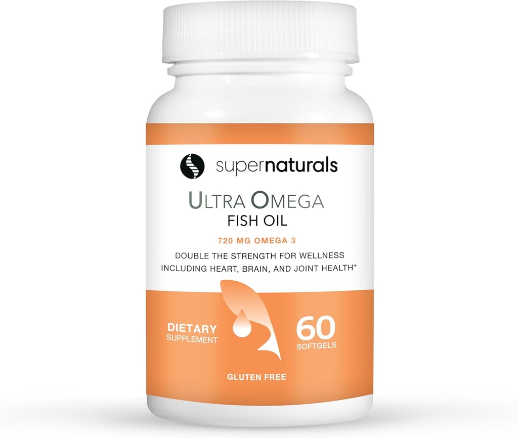 Super Natural Ultra Omega Fish Oil - Omega 3 rasva-Acids EPA DHA - Tukee aivojen lisääntynyt toiminta, tukee hermo- ja silmäterveyden 1200mg/720 Omega-3-60 kapselit